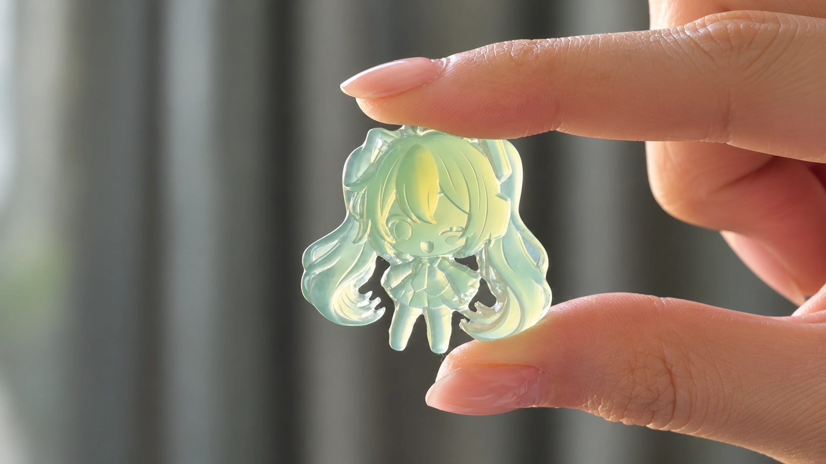 Hatsune Miku Natural Stone Necklace Pendant Full Body Design