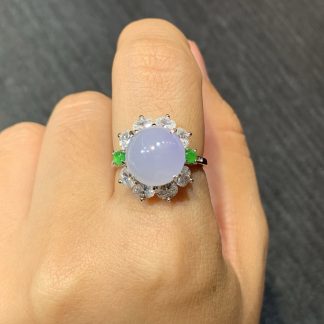 Icy Violet Cabochon Ring — S925 Silver
