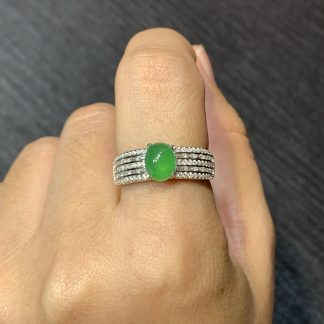 High-Icy Vivid-Green Cabochon Ring — S925 Silver