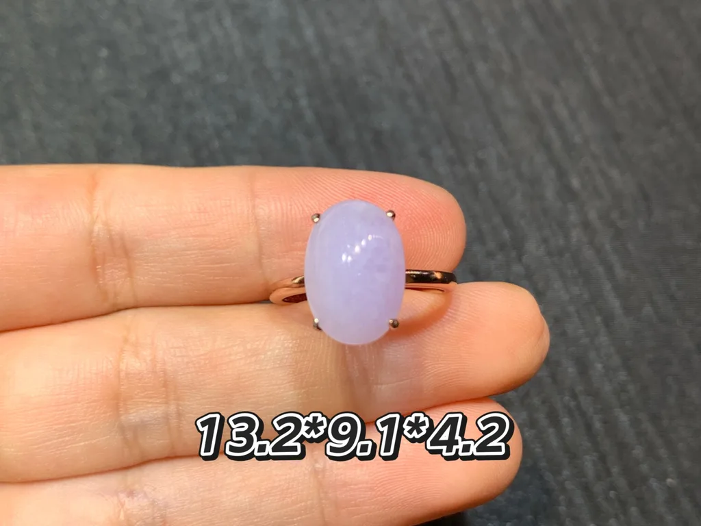 Lavender Natural Jadeite Cabochon Ring — S925 Silver · No. 0D12 (photo 1)