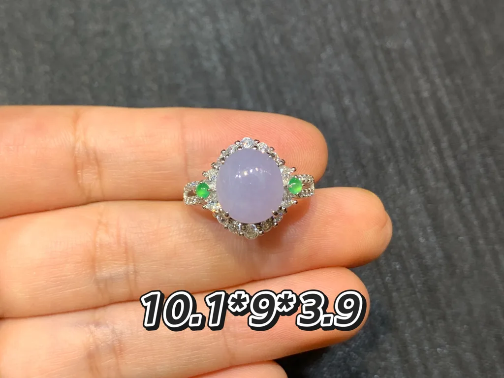 Icy Lavender Natural Jadeite Cabochon Ring — S925 Silver · No. 367B (photo 1)