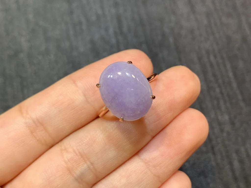 Lavender Natural Jadeite Cabochon Ring — S925 Silver · No. 62F0 (photo 2)