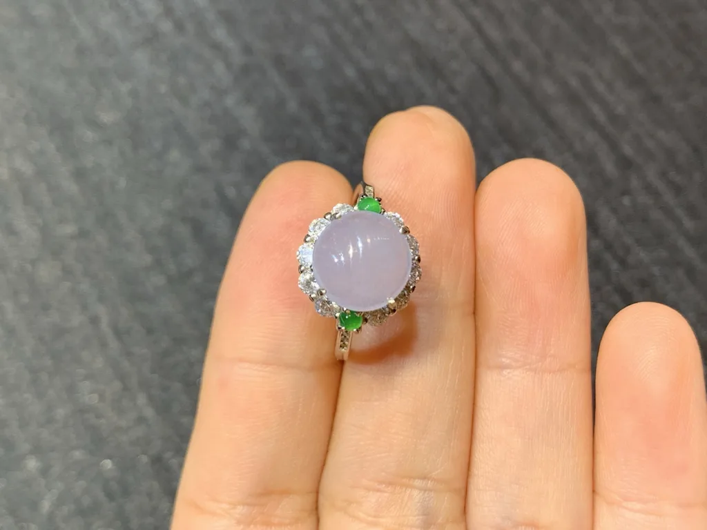 High-Icy Lavender Natural Jadeite Cabochon Ring — S925 Silver · No. A3D0 (photo 3)