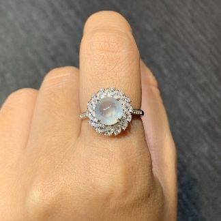 High-Icy Glowing Cabochon Ring — S925 Silver