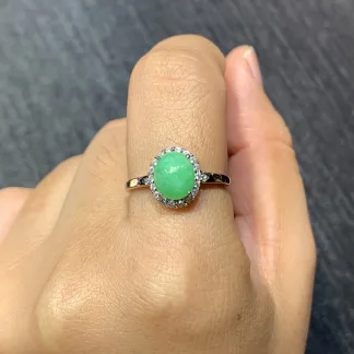 Full Green Natural Jadeite Cabochon Set — S925 Silver · No. 6C2F (photo 5)