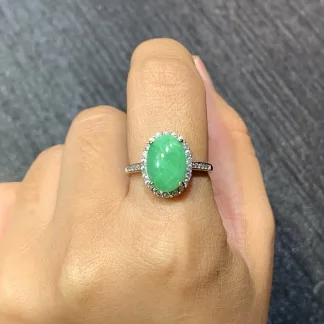 Full Green Natural Jadeite Cabochon Set — S925 Silver · No. 7C00 (photo 5)