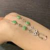 Icy Vivid Green Natural Jadeite Convertible Cabochon Chain — S925 Silver · No. 6303 (photo 4)