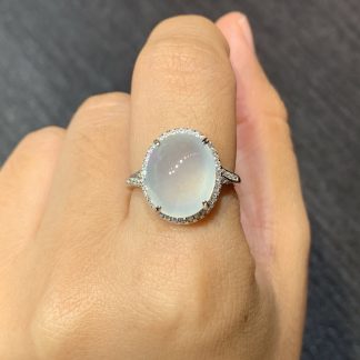 High-Icy Glowing Cabochon Ring — S925 Silver