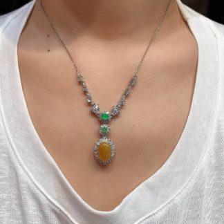 Icy Yellow Fei Cabochon Necklace — S925 Silver