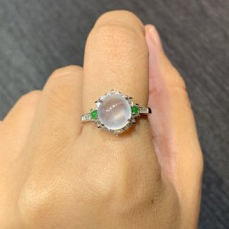 High-Icy Glowing Cabochon Ring — S925 Silver