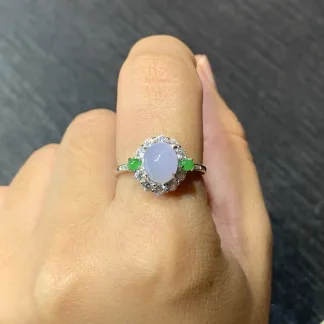 Icy Lavender Natural Jadeite Cabochon Ring — S925 Silver · No. 2B48 (photo 5)