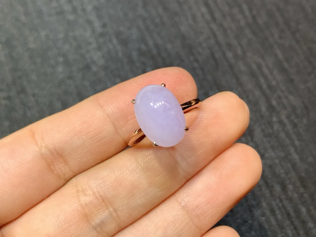 Lavender Natural Jadeite Cabochon Ring — S925 Silver · No. 0D12 (photo 2)