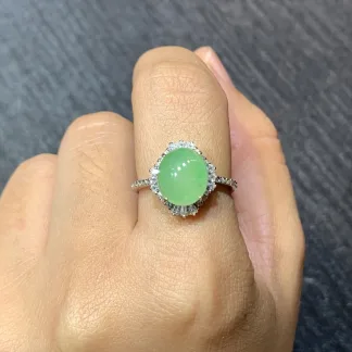 Full Green Natural Jadeite Cabochon Set — S925 Silver · No. 8F05 (photo 5)