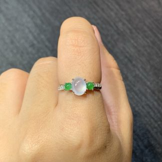 High-Icy Glowing Cabochon Ring — S925 Silver