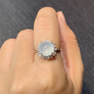 Icy Glowing Cabochon Ring — S925 Silver