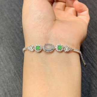 High-Icy Glowing Cabochon Bracelet — S925 Silver