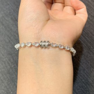 High-Icy Glowing Cabochon Bracelet — S925 Silver