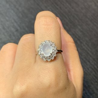 High-Icy Glowing Cabochon Ring — S925 Silver