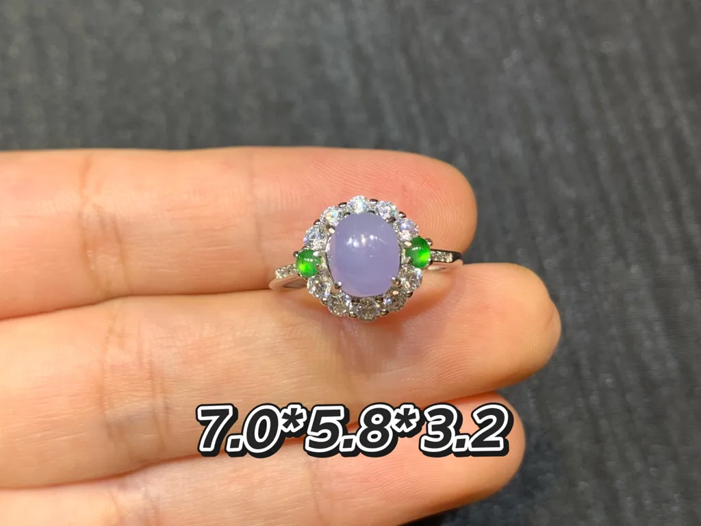 Lavender Natural Jadeite Cabochon Ring — S925 Silver · No. B811 (photo 1)
