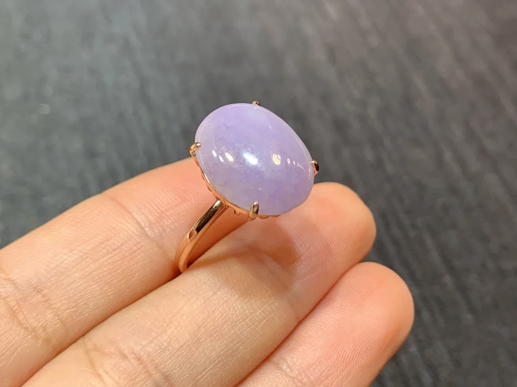Lavender Natural Jadeite Cabochon Ring — S925 Silver · No. 62F0 (photo 4)