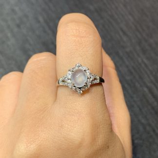 High-Icy Glowing Cabochon Ring — S925 Silver