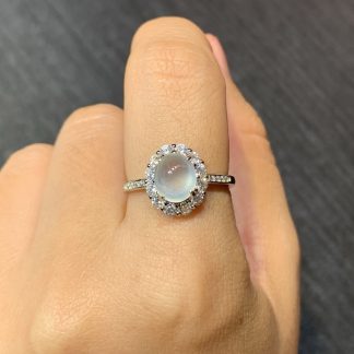High-Icy Fluorescent-Glow Cabochon Ring — S925 Silver