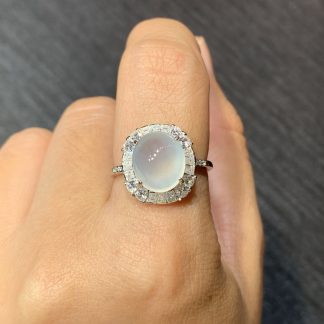 High-Icy Glowing Cabochon Ring — S925 Silver
