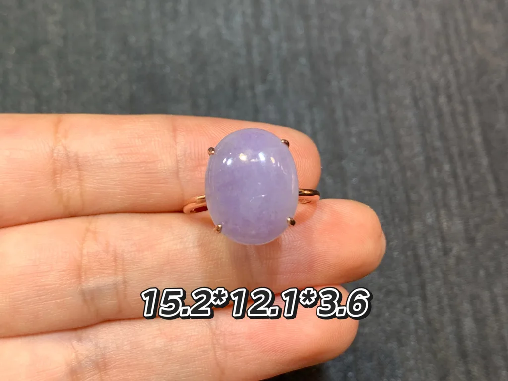 Lavender Natural Jadeite Cabochon Ring — S925 Silver · No. 62F0 (photo 1)