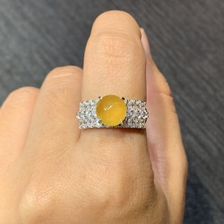 High-Icy Yellow Fei Cabochon Ring — S925 Silver