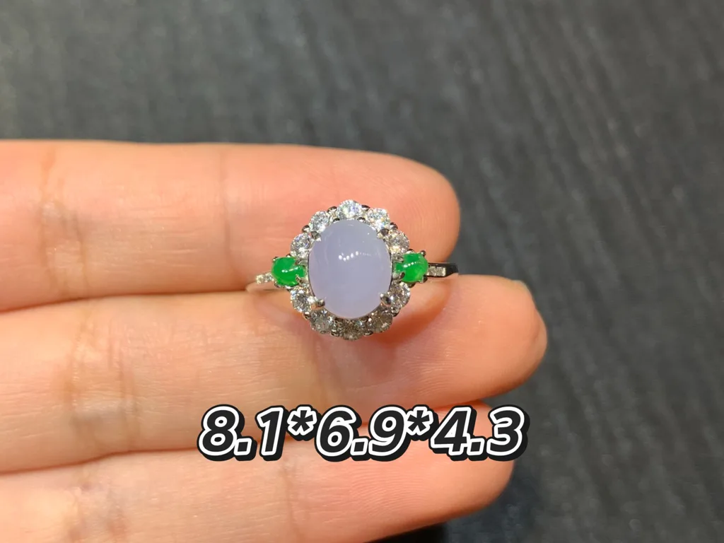 Icy Lavender Natural Jadeite Cabochon Ring — S925 Silver · No. 2B48 (photo 1)