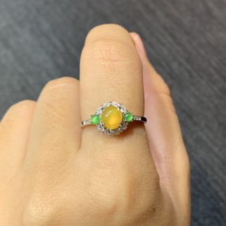 High-Icy Yellow Fei Cabochon Ring — S925 Silver
