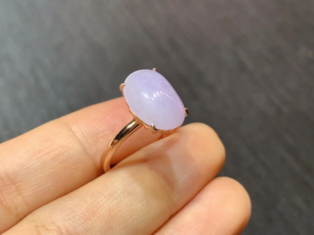 Lavender Natural Jadeite Cabochon Ring — S925 Silver · No. 0D12 (photo 4)