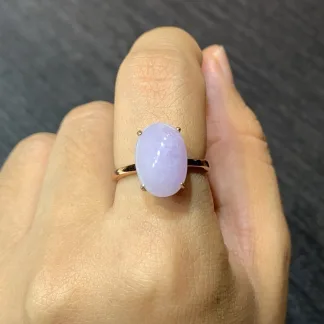Lavender Natural Jadeite Cabochon Ring — S925 Silver · No. 0D12 (photo 5)