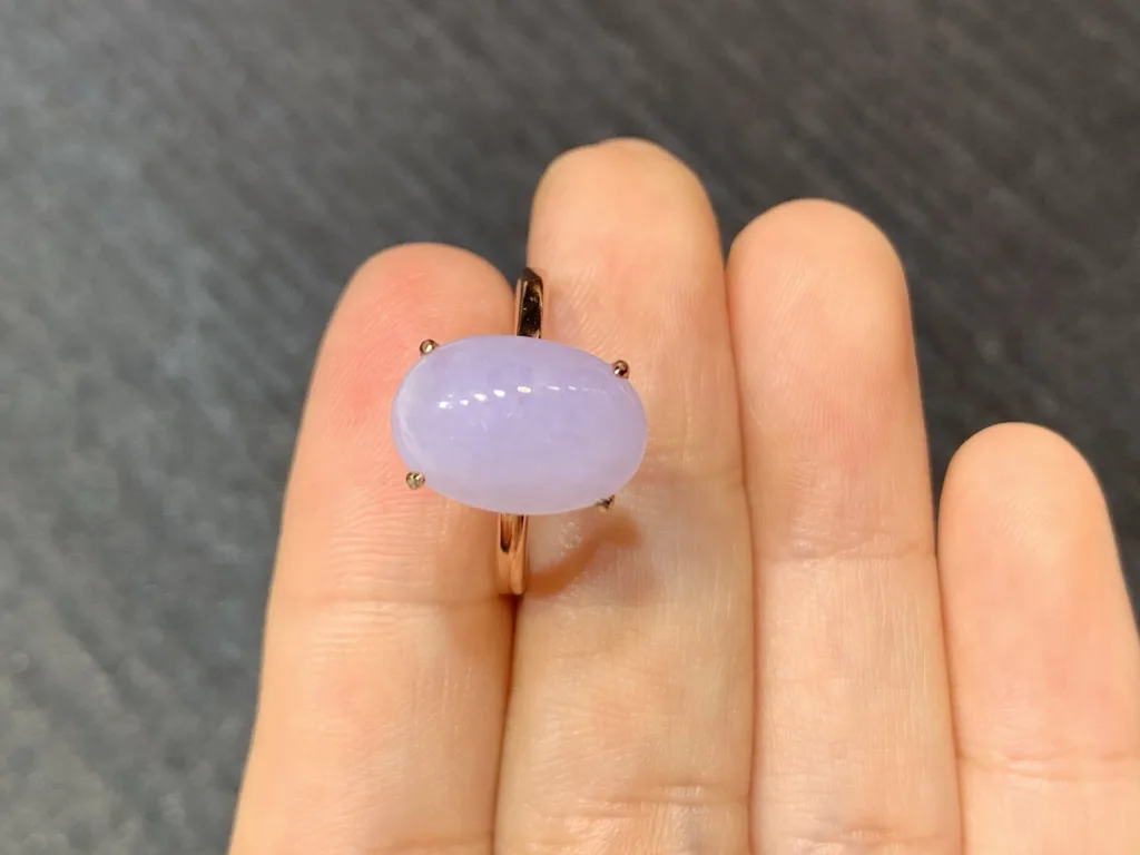 Lavender Natural Jadeite Cabochon Ring — S925 Silver · No. 0D12 (photo 3)