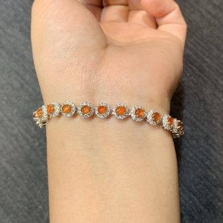 High-Icy Orange-Red Fei Cabochon Bracelet — S925 Silver