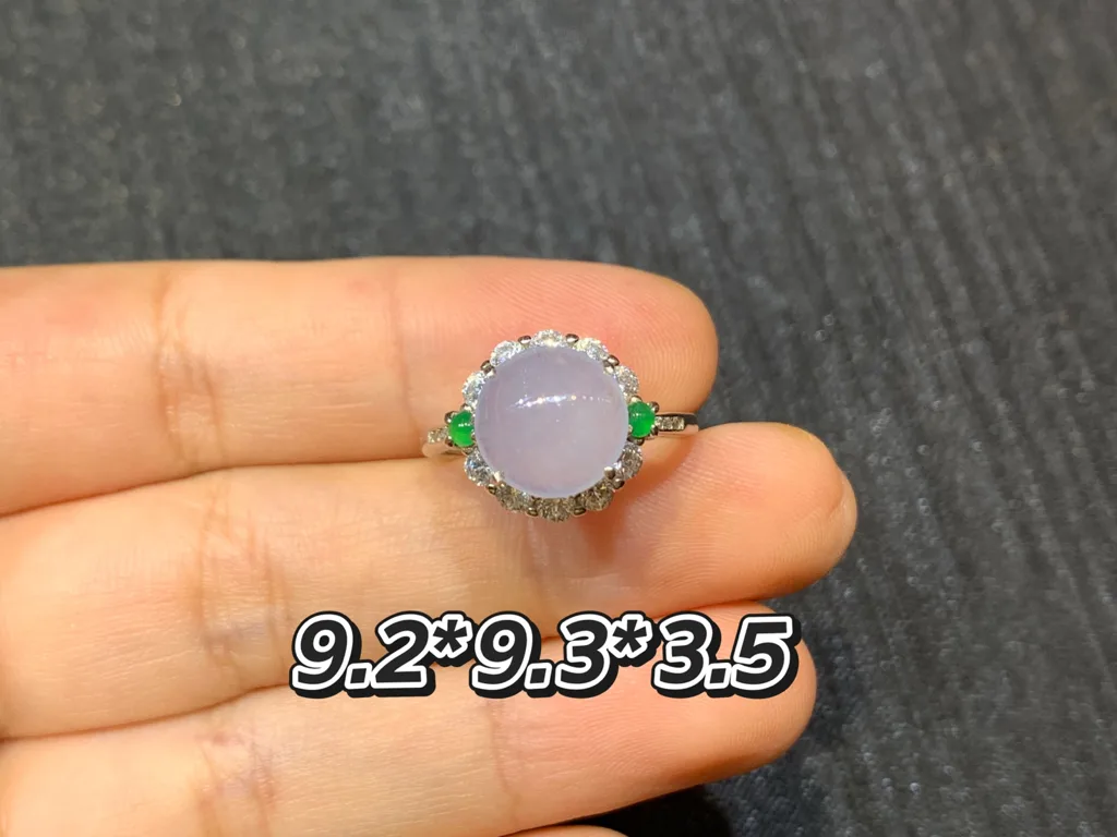High-Icy Lavender Natural Jadeite Cabochon Ring — S925 Silver · No. A3D0 (photo 1)