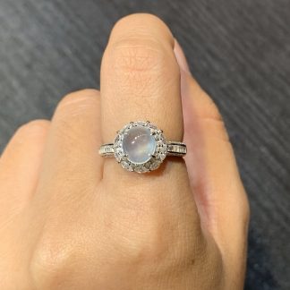 High-Icy Glassy Cabochon Ring — S925 Silver