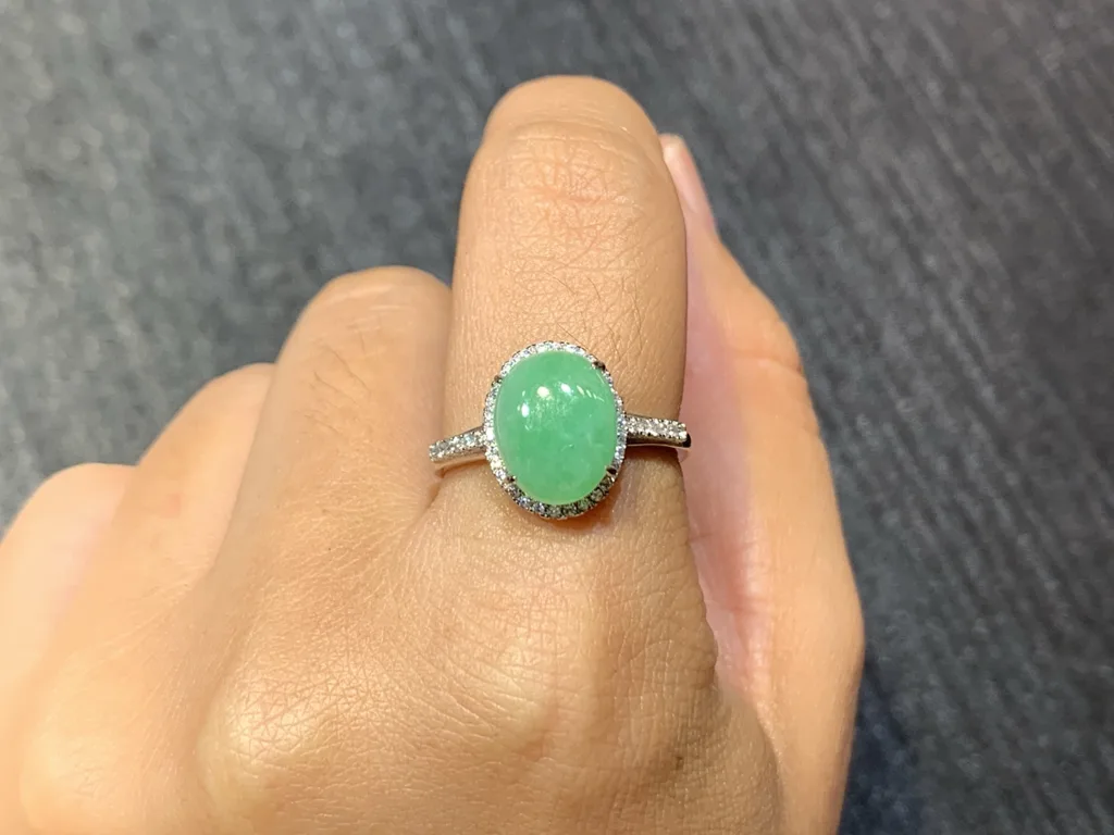 Full Green Natural Jadeite Cabochon Set — S925 Silver · No. 92B5 (photo 5)
