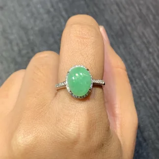 Full Green Natural Jadeite Cabochon Set — S925 Silver · No. 92B5 (photo 5)