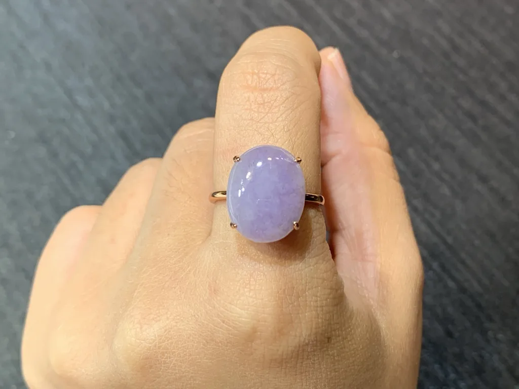 Lavender Natural Jadeite Cabochon Ring — S925 Silver · No. 62F0 (photo 5)