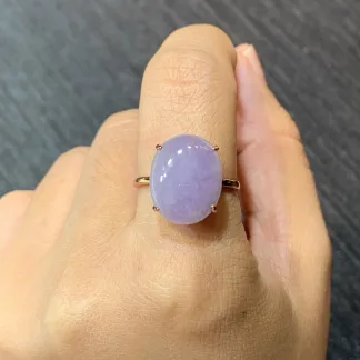 Lavender Natural Jadeite Cabochon Ring — S925 Silver · No. 62F0 (photo 5)