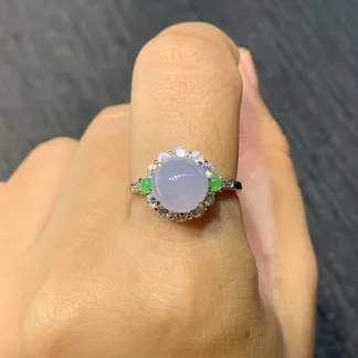 Icy Lavender Natural Jadeite Cabochon Ring — S925 Silver · No. 667E