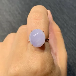 Lavender Natural Jadeite Cabochon Ring — S925 Silver · No. B8E6