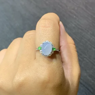Icy Lavender Natural Jadeite Cabochon Ring — S925 Silver · No. 1839