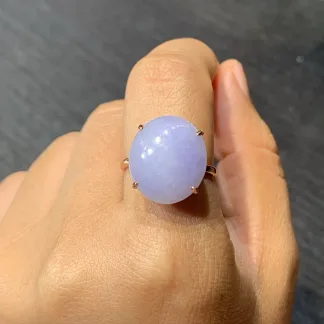 Lavender Natural Jadeite Cabochon Ring — S925 Silver · No. 47BE