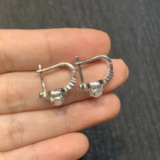 High-Icy Glowing Natural Jadeite Cabochon Huggie Earrings — S925 Silver · No. 943D