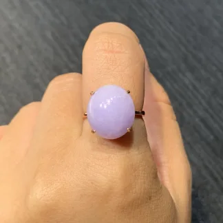 Lavender Natural Jadeite Cabochon Ring — S925 Silver · No. F4E6