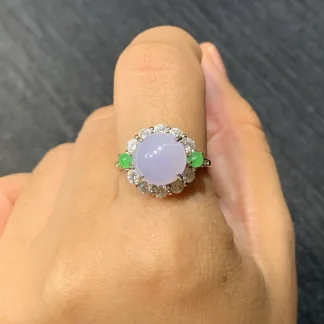 Icy Lavender Natural Jadeite Cabochon Ring — S925 Silver · No. C851