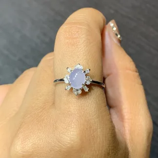 Icy Lavender Natural Jadeite Cabochon Ring — S925 Silver · No. AA92