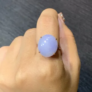 Lavender Natural Jadeite Cabochon Ring — S925 Silver · No. DC27